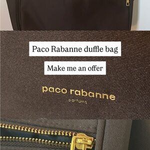 Paco Rabanne Brown and Gold Men's Duffle Bag
